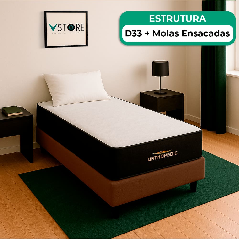 Cama Box Solteirão e Colchão Orthopedic D33 V-Store