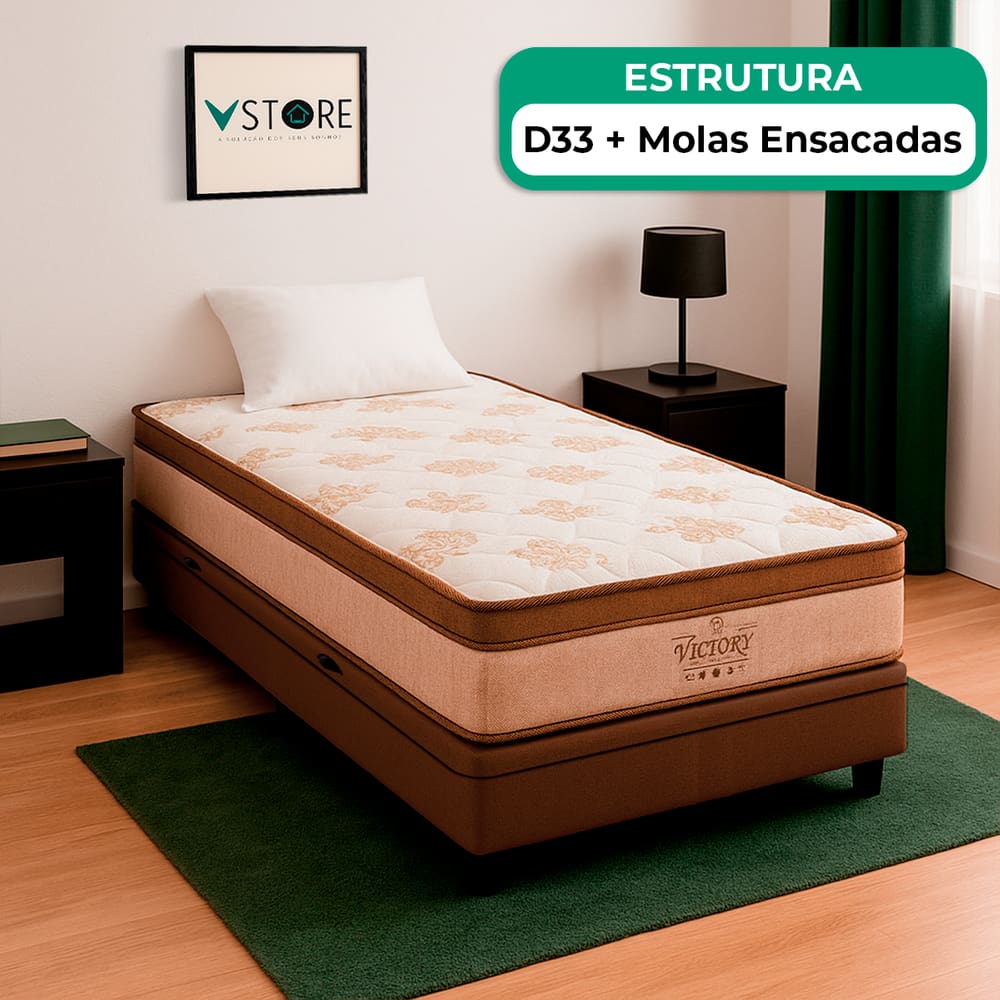 Cama Box Baú Solteiro e Colchão Victory Molas V-Store