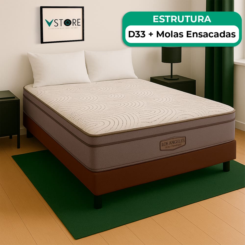 Cama Box Viúvo e Colchão Los Angeles Molas V-Store