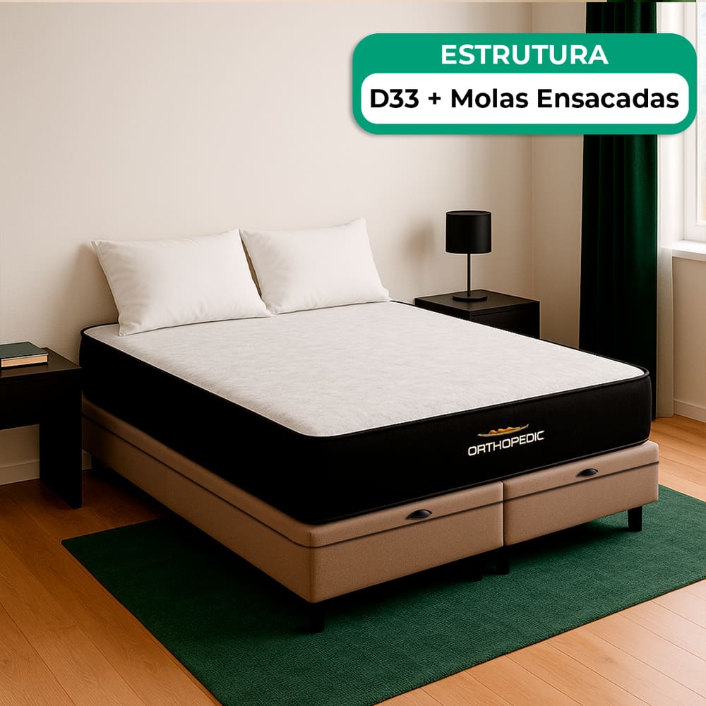 Cama Box Baú King e Colchão Orthopedic D33 V-Store