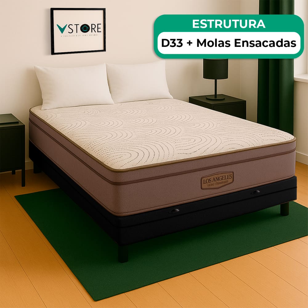 Cama Box Baú Viúvo e Colchão Los Angeles Molas V-Store