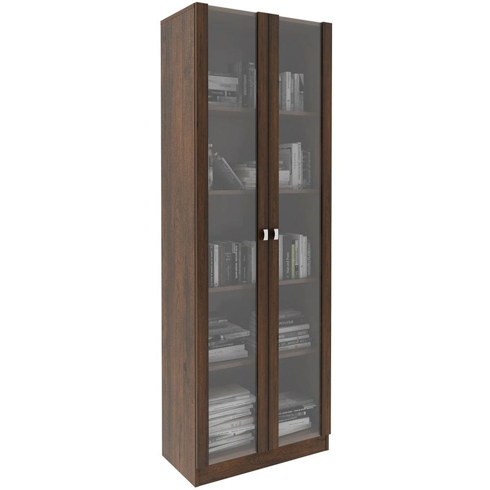 Estante Armário Alta Livreiro Multiuso Office 2 Portas Vidro