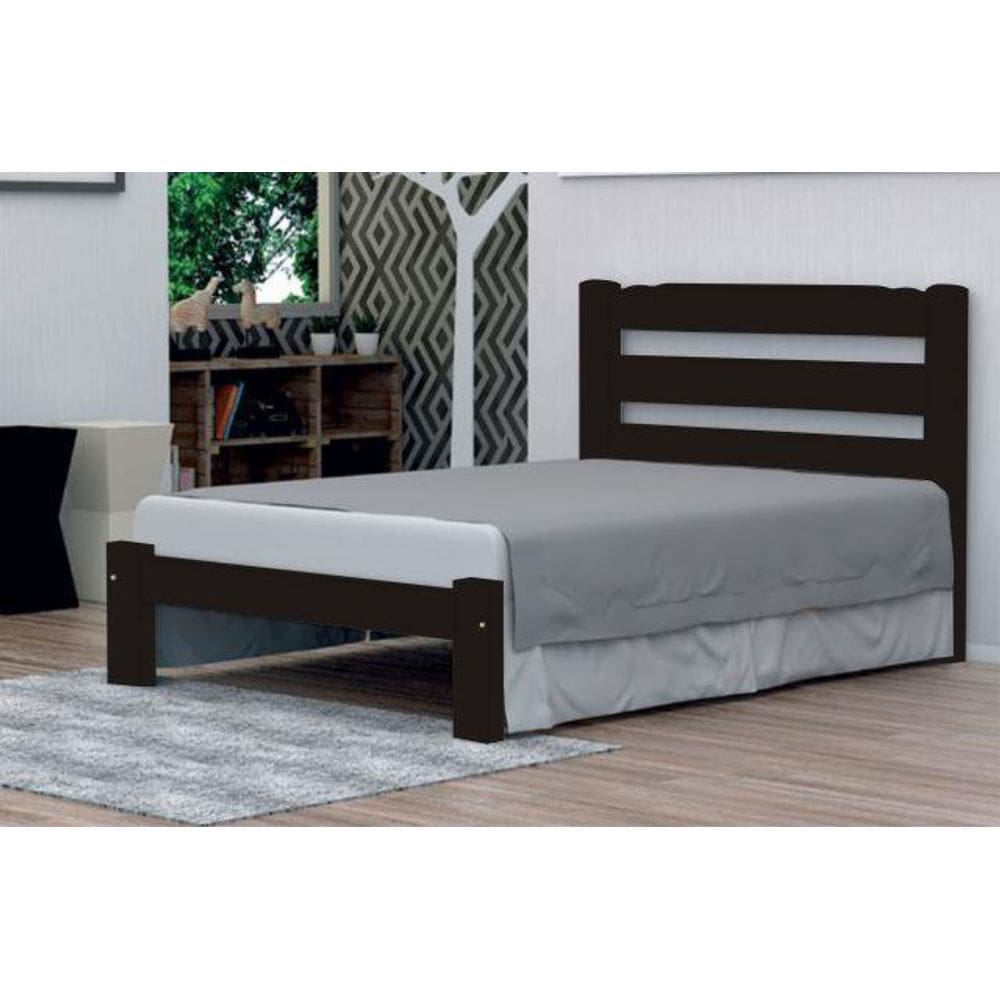 Cama de Casal Luna de Madeira Maciça Tauari