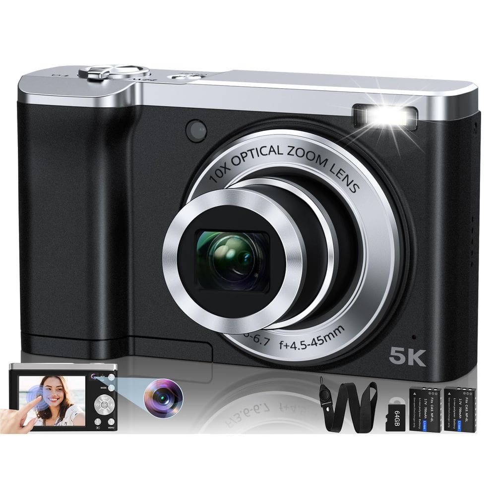 Câmera digital Lecnippy 2024 56MP 5K, foco automático, zoom 10X