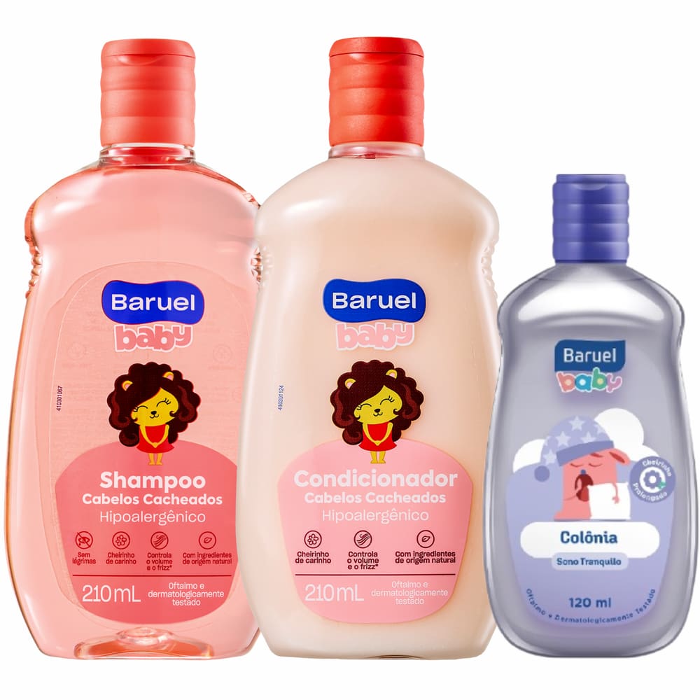 Shampoo e Condicionador Baruel Baby Cabelos Cacheados + Colônia Sono Tranquilo