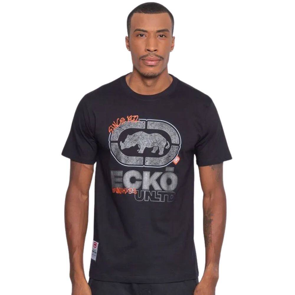 Camiseta Masculina Ecko Label Preta ECK068 Preto