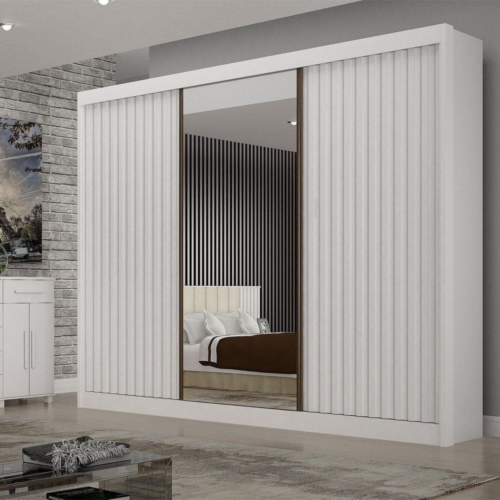 Guarda-roupa 100% Mdf com Espelho San Paulo Branco