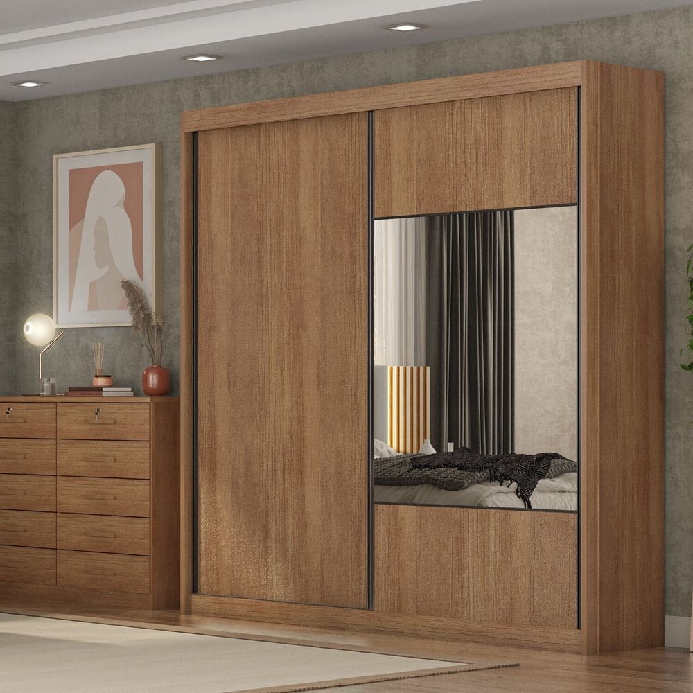 Guarda-roupa Casal Mdf 2 Portas Trieste Cumaru