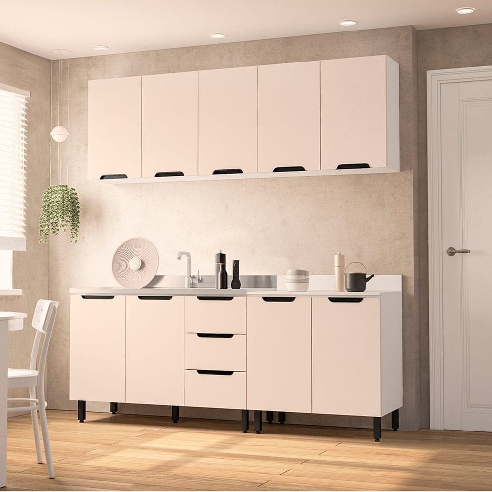 Cozinha Completa 4 Peças sem Tampo Meena Branco/Creme