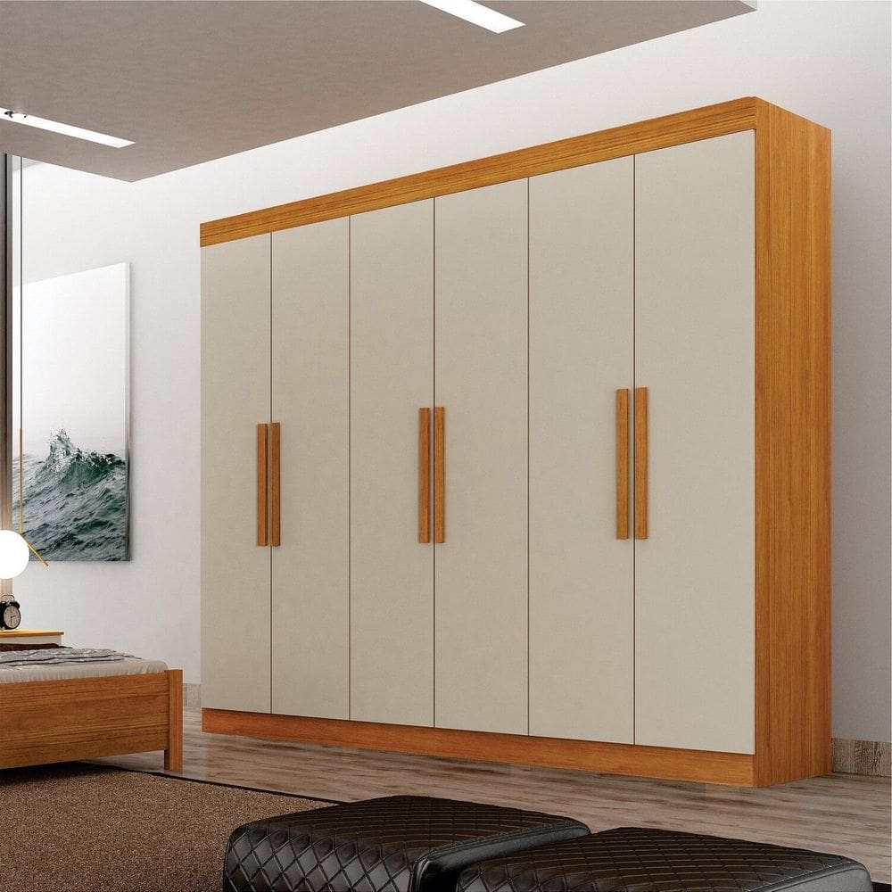 Guarda-roupas para Quarto 6 Portas Delta Cinamomo/Off White