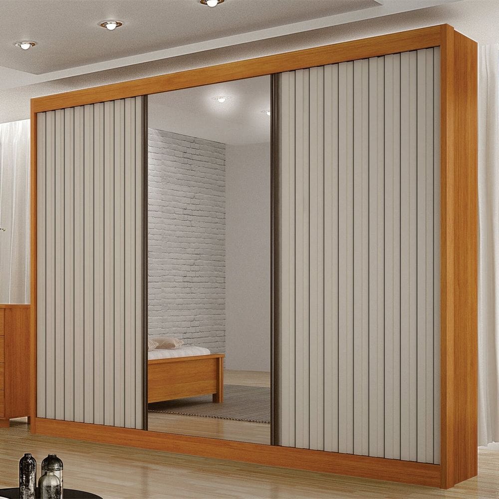 Guarda-roupa para Quarto com Espelho San Marino Cinamomo/Off White