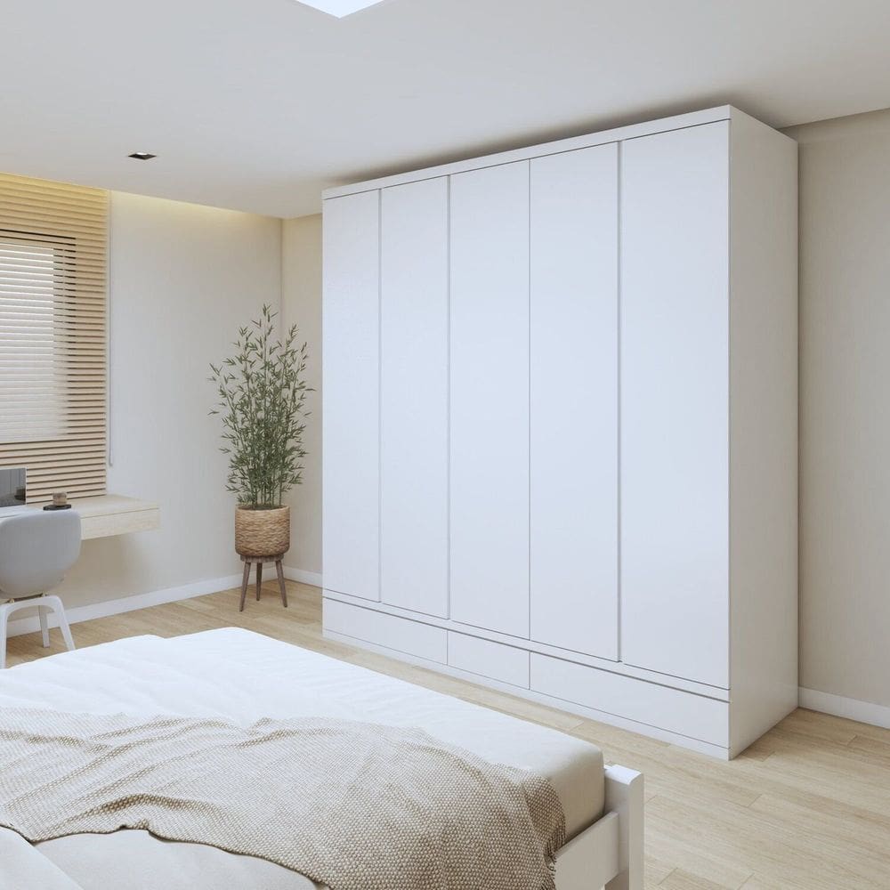 Guarda Roupa 5 Portas 100% Mdf Urbano Branco