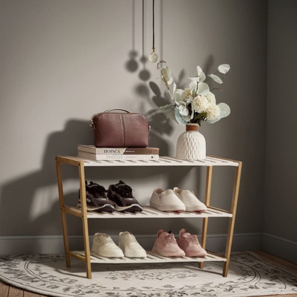 Sapateira 3 Prateleiras 70x57x26cm Ate 9 Pares Em Madeira