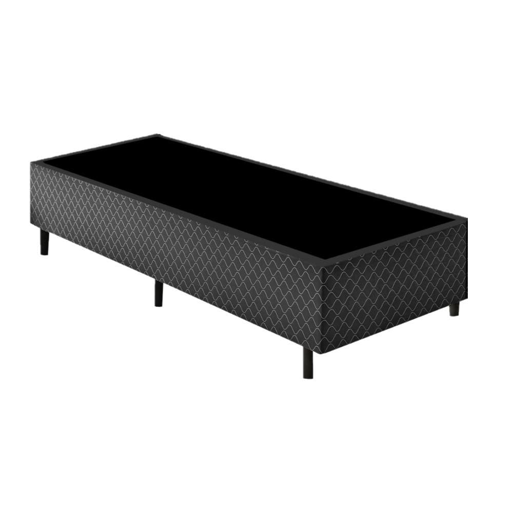 Base Cama Box Solteiro Gazin 88x188x27cm Poliester Bordado Preto