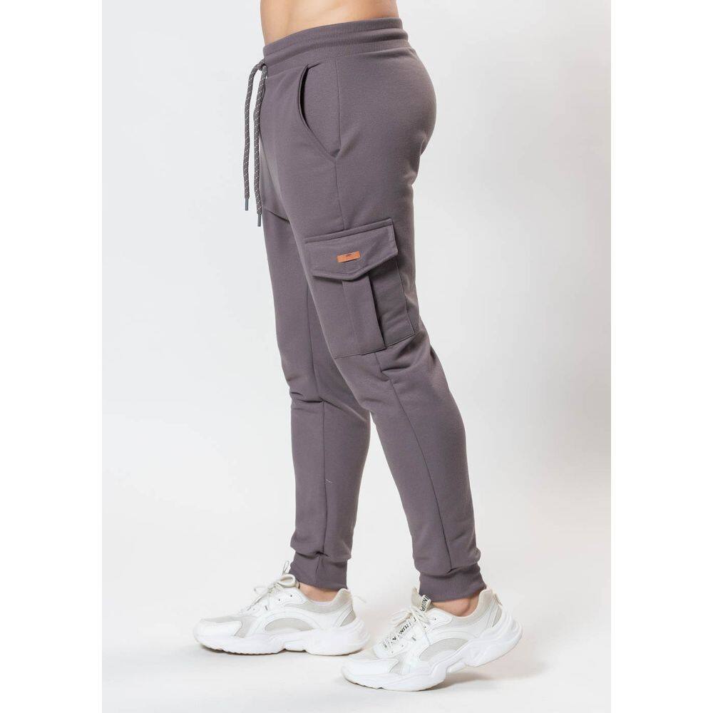 Calça Masculina Moletom Jogger Bolso Cargo Cinza Tornado