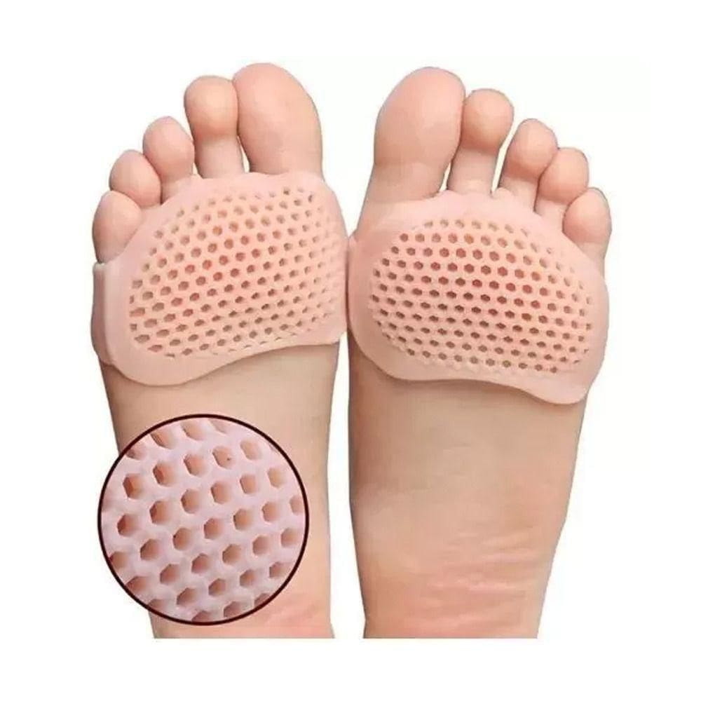 Kit Par Meia Palmilha Ortopédica Protetor Para Os Pés Almofada Silicone Gel Tiptoe Bege