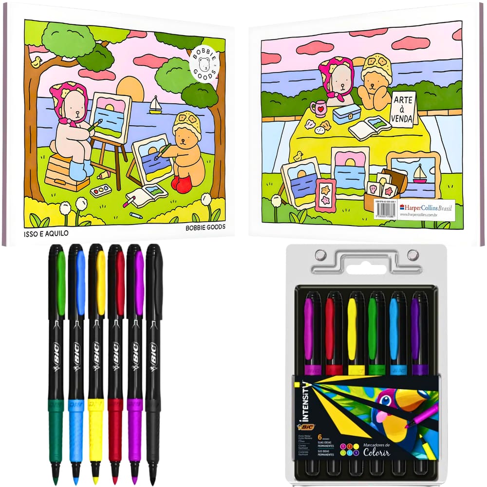 Kit Livro Isso e Aquilo Bobbie Goods + Marcadores 6 Cores