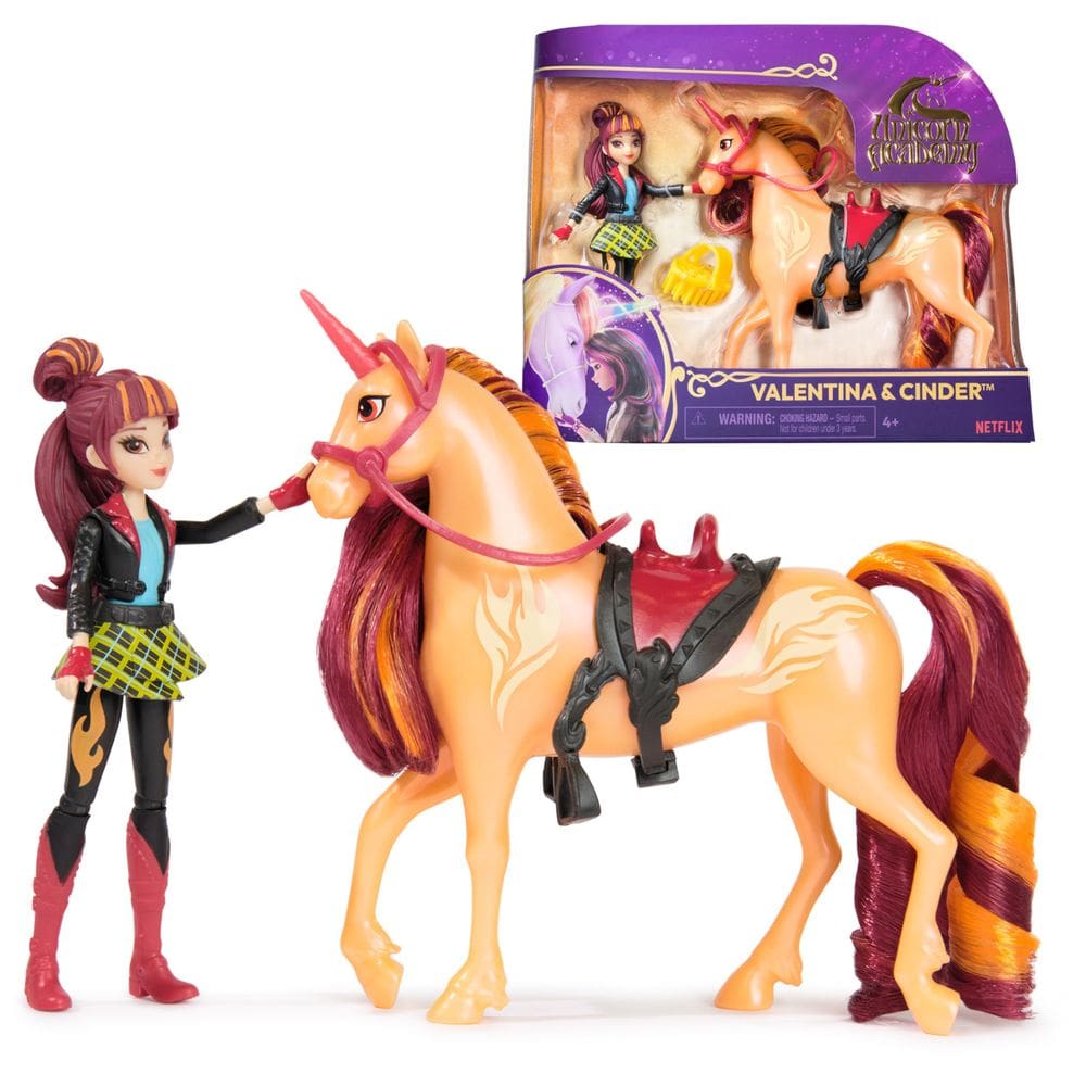 Toy Unicorn Academy Valentina & Cinder com acessórios de 4 anos ou mais