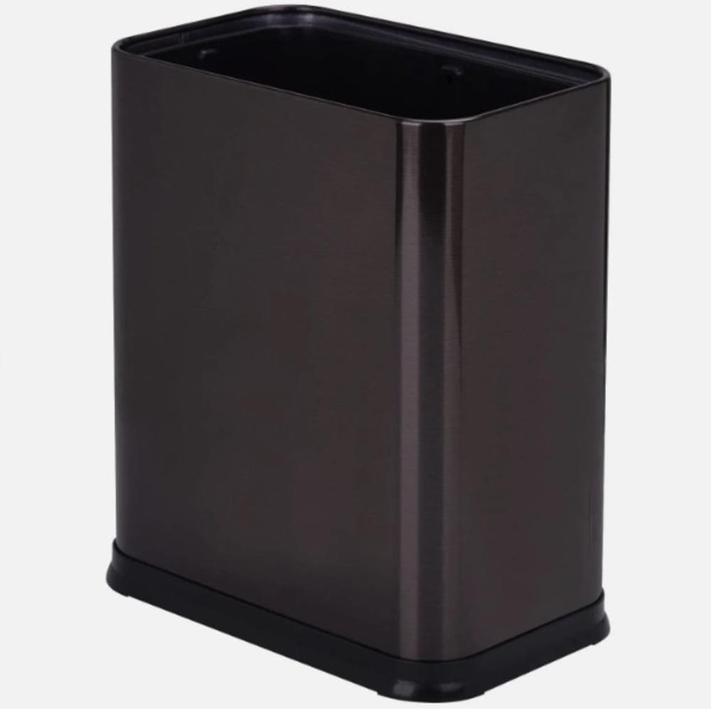 Lixeira Inox Preta 15L – Cesto de Lixo Aberto com Aro Luxo
