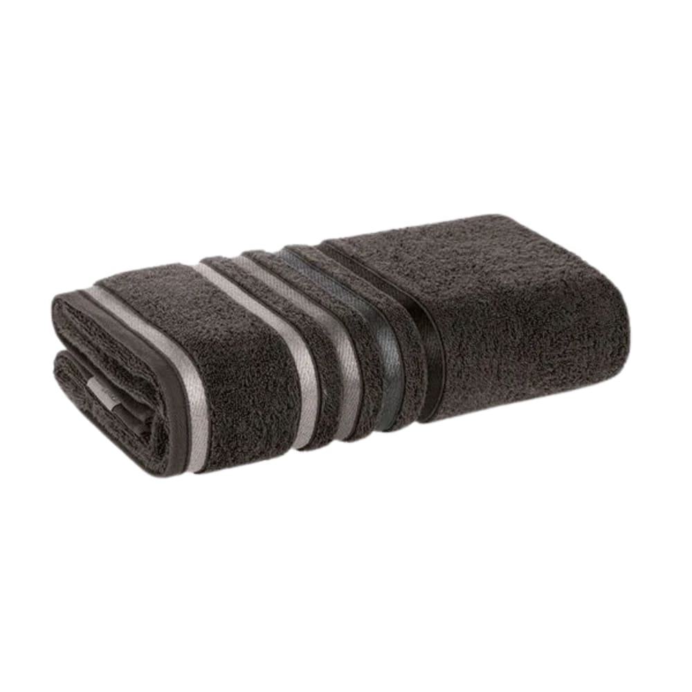 Toalha de Rosto Lumina Unika Karsten Cinza Carbono 48x80 Fio Penteado com Listras