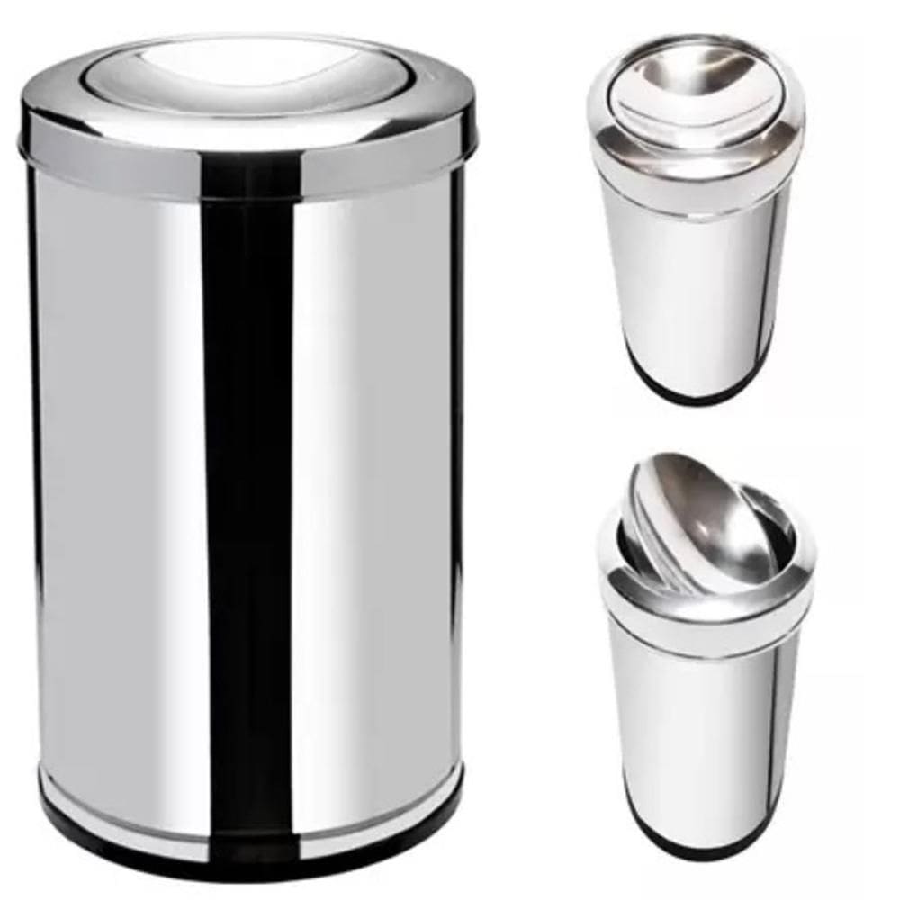 Lixeira Inox Basculante 20L - Para Cozinha e Banheiro