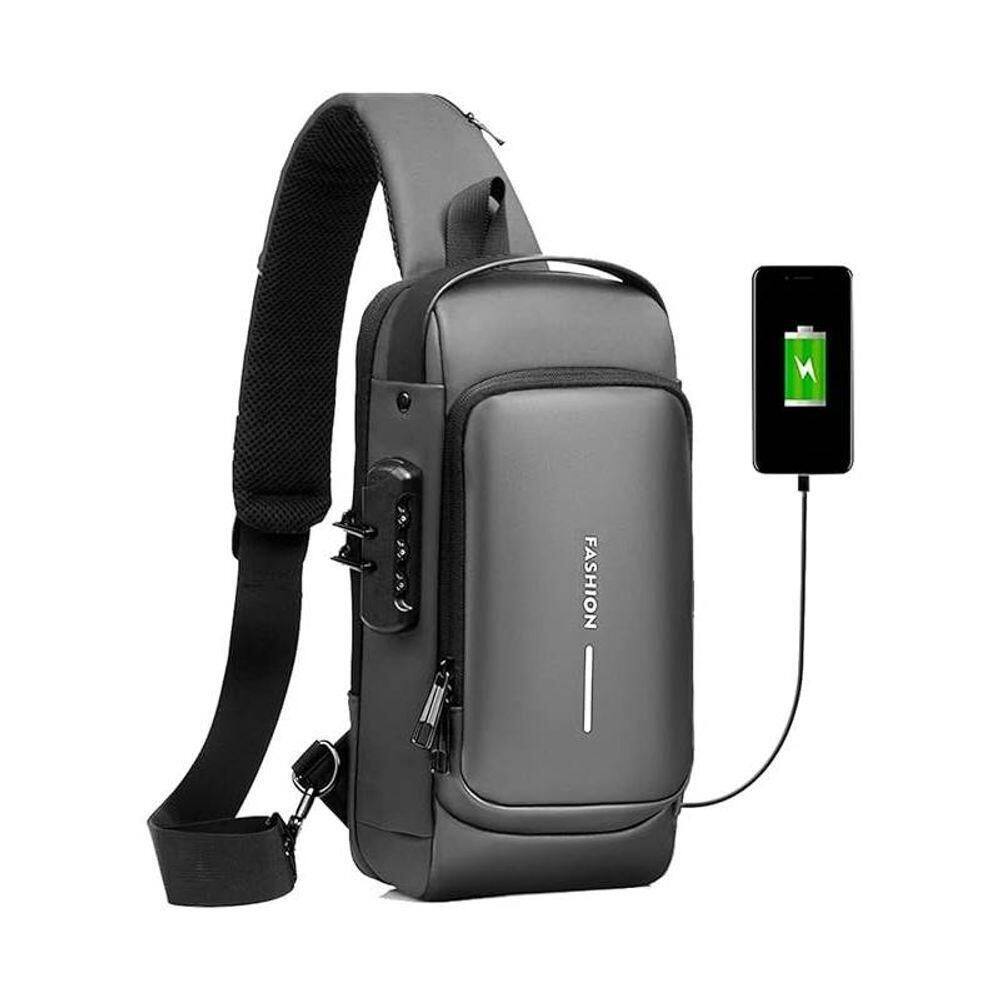 Pochete Preta Com Cadeado Impermeável Com Bolso Anti Roubo
