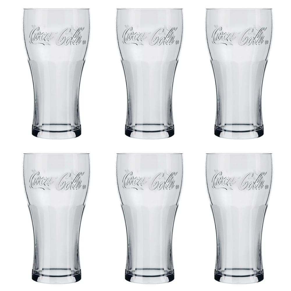 Copo Contour Coca Cola Transparente 470ml 6 Unidades - Nadir 7050