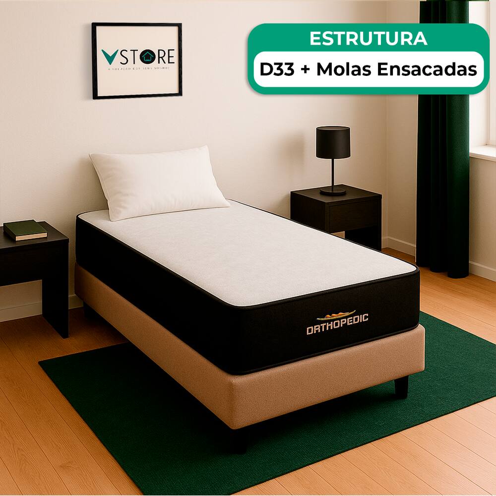 Cama Box e Colchão Orthopedic D33 V-Store 78x188x30