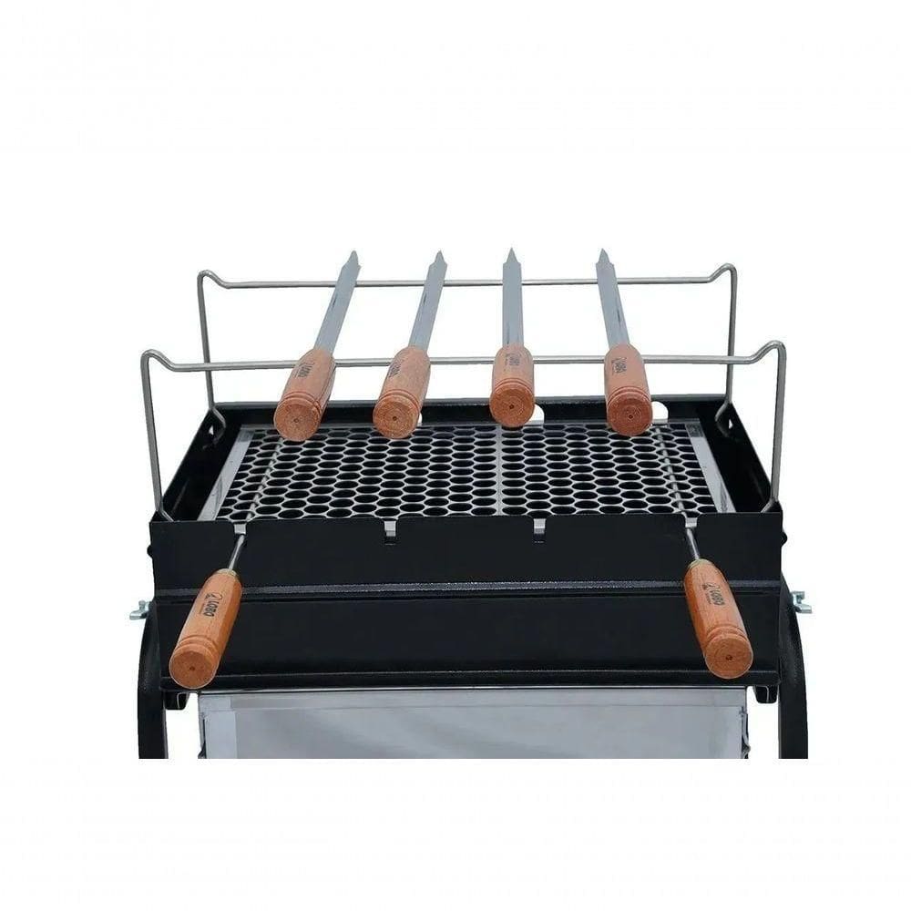 Churrasqueira Lobo Arizona Manual Com Braseiro Em Inox + 4 Espetos Manuais + Grelha