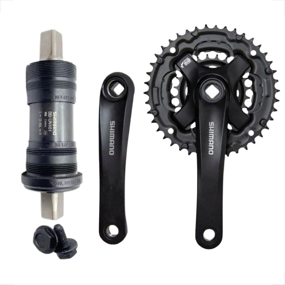 Kit Pedivela Triplo 42 / 34 / 24 Shimano Tourney TY301 + central ponta quadrada Selado Shimano