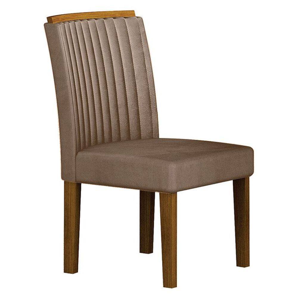 Cadeira para Mesa de Jantar Jade MDF Freijó Joli Camurça - Leifer Móveis