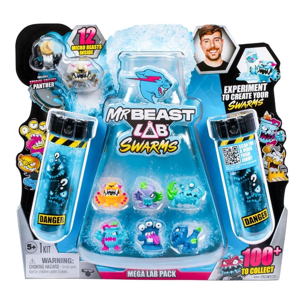Mega Lab com 12 Mini Bonecos Surpresa Swarms MrBeast Lab