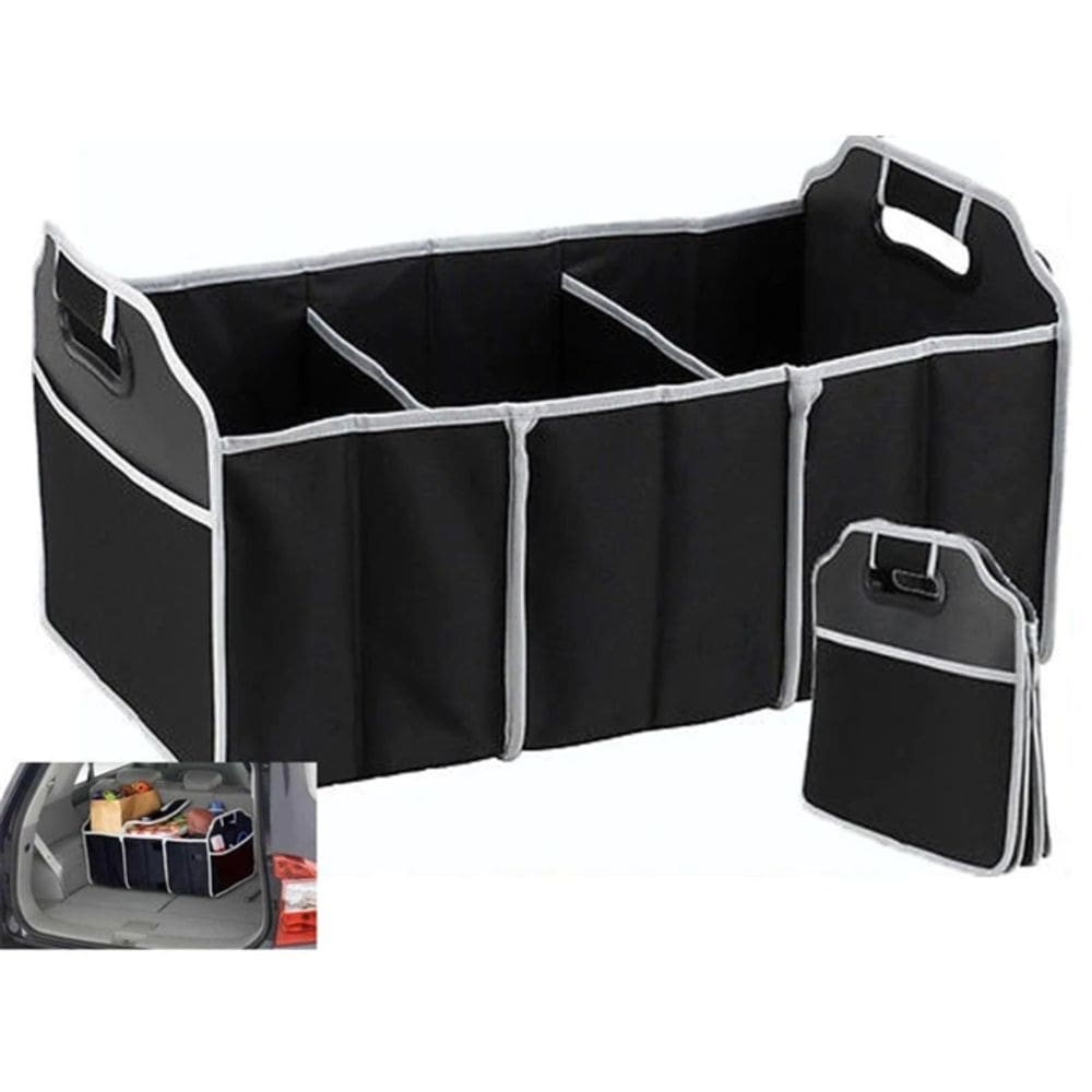 Organizador De Porta Malas Carro Com 3 Divisorias E Bolsos