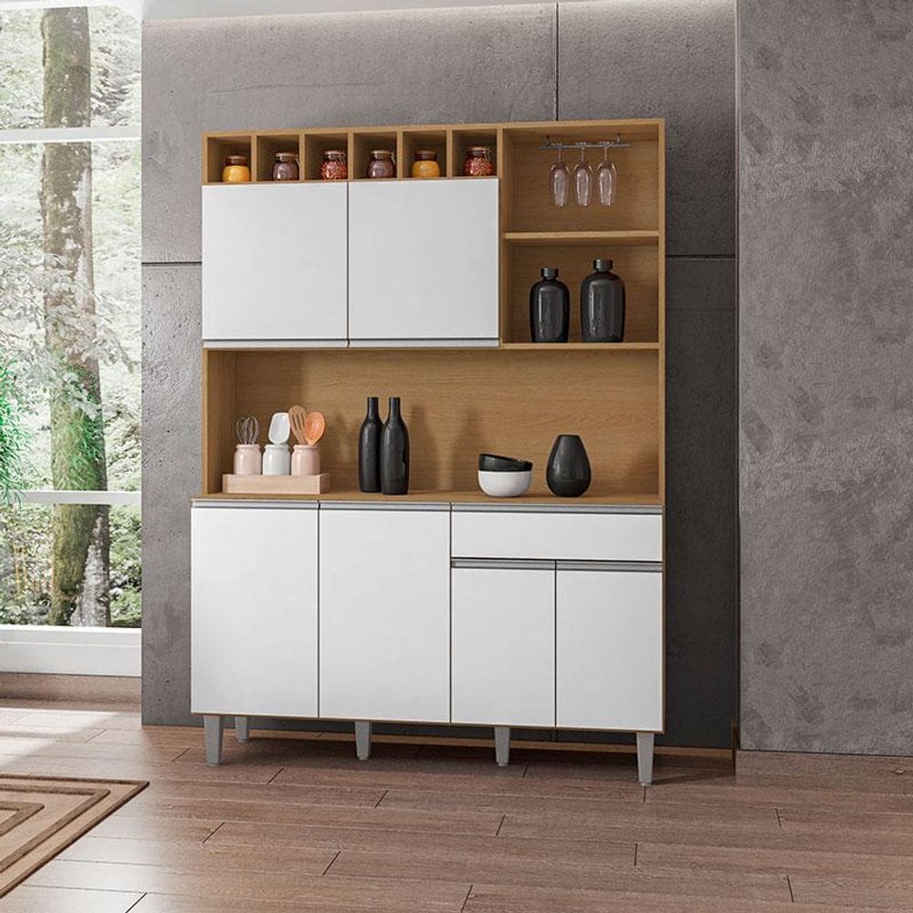 Armário para Cozinha Kit Ambiente Alice Amêndoa Branco - AJL