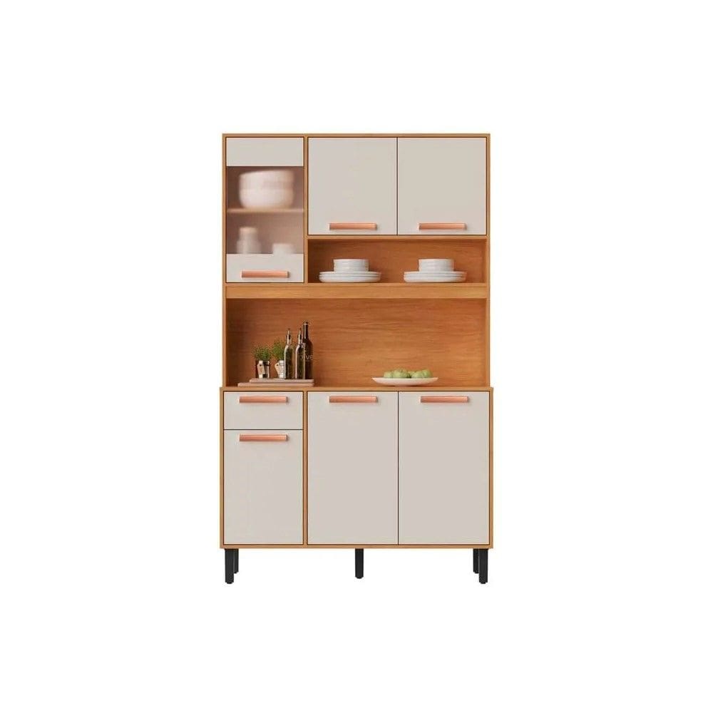 Kit de Cozinha 6 Portas 1 Vidro Nápoles Cinamomo/Off White - Itatiaia - KIT-120 6PT 1VD 1GV NAPOLES CNM/OFW