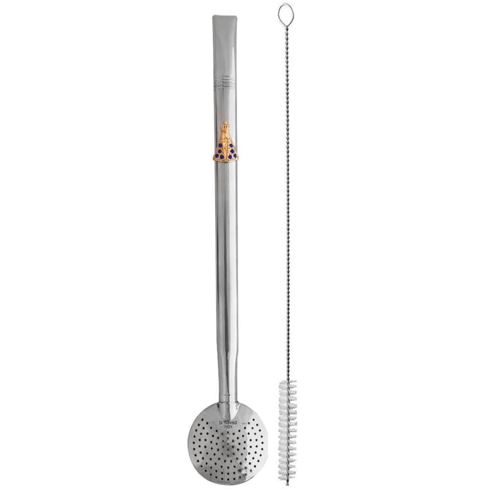 Bomba De Chimarrão Tereré Aço Inox 23cm Com Rosca Pingente