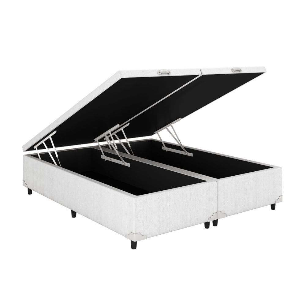 Baú Queen Bipartido Corino Branco 158x198