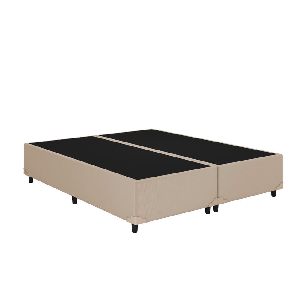 Base Box Casal Bipartido Corino Bege 138x188