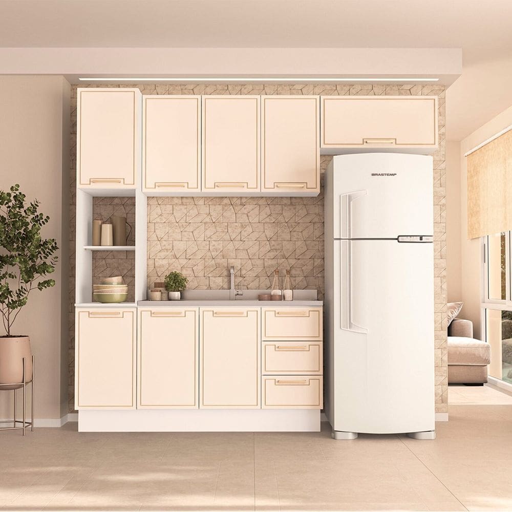 Cozinha Completa 4 Peças 224,5cm X 240cm Amara Branco/Creme