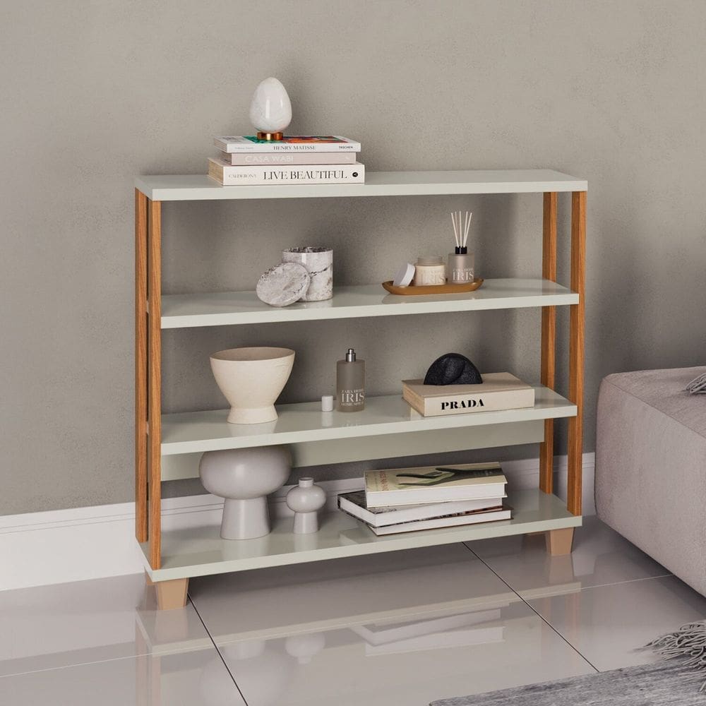 Estante para Livros 100% Mdf Industrial Freijó / Off White