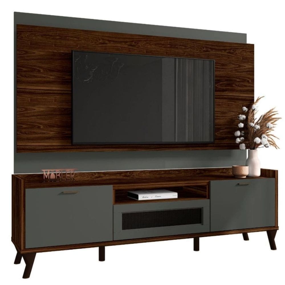 Rack Bancada Painel Para Tv Até 75” Estante 180 cm Mobler