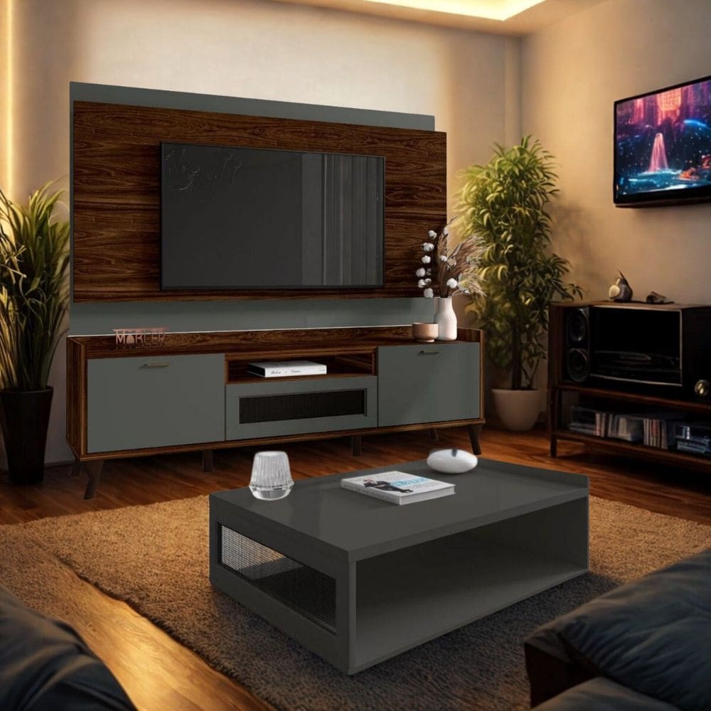 Rack Com Painel 180 cm Para TV 75 Polegadas Moderno e Mesa de Centro