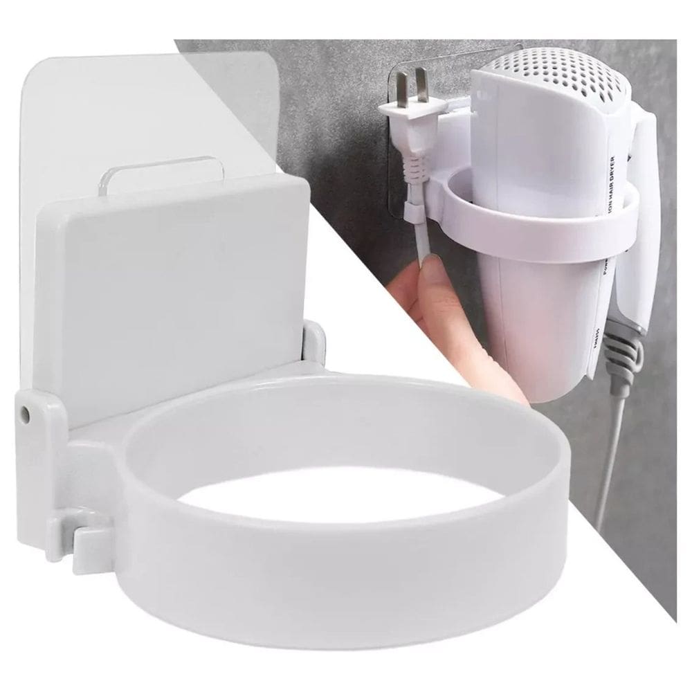 Suporte Porta Secador De Cabelo Adesivo Para Parede Sem Furos Cabelos Organizador Multiuso Adesivo