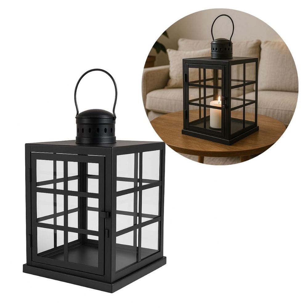 Lanterna Decorativa Metal Black Fosco Prime 32cm x 20cm - Mabruk
