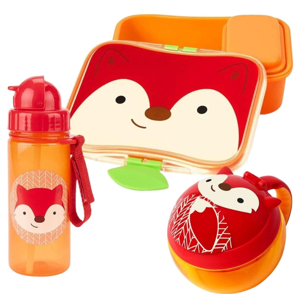 Kit Lanche Com Porta Snack E Garrafa Com Canudo Zoo Raposa - Skip Hop