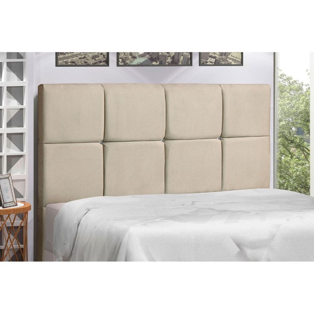 Cabeceira Paris Estofada Com Botão de Strass para Cama Box Casal 144Cm New Foam