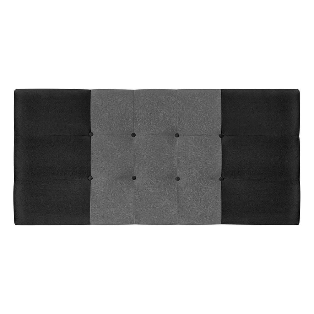 Painel Estofado Nina 164 cm Cama Box Quarto Casal Queen Size Suede Preto/Cinza