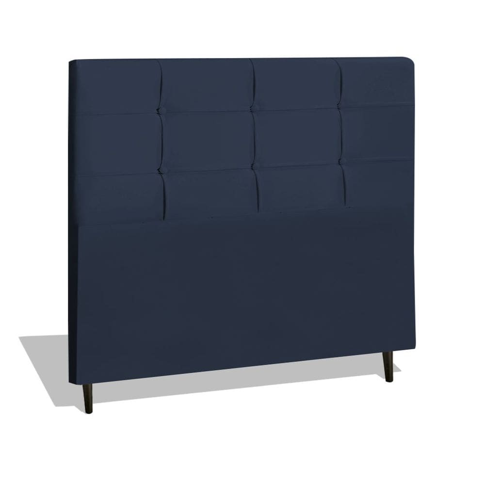 Cabeceira Estofada Box Casal Queen Size Encosto Para Cama Style 164x126 CM Azul Marinho