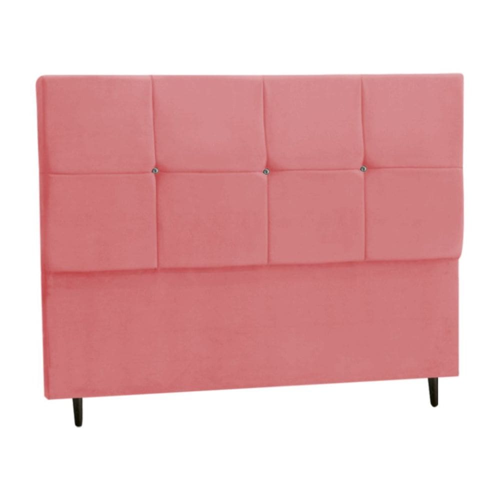 Cabeceira Estofada Box Casal Encosto Para Cama Paris 144x126 Rosa