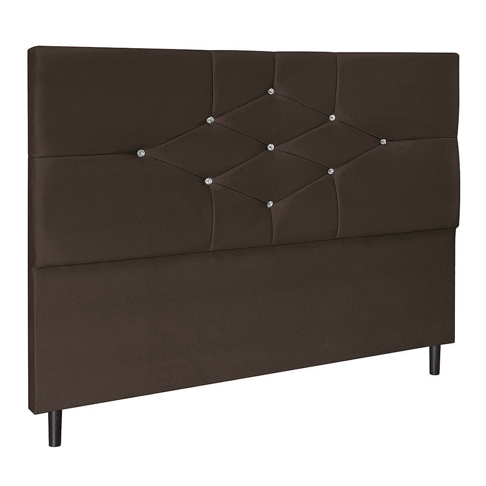 Cabeceira Camboriu Marrom Estofada para Cama Box Casal Queen Size 164Cm Quarto Luxo